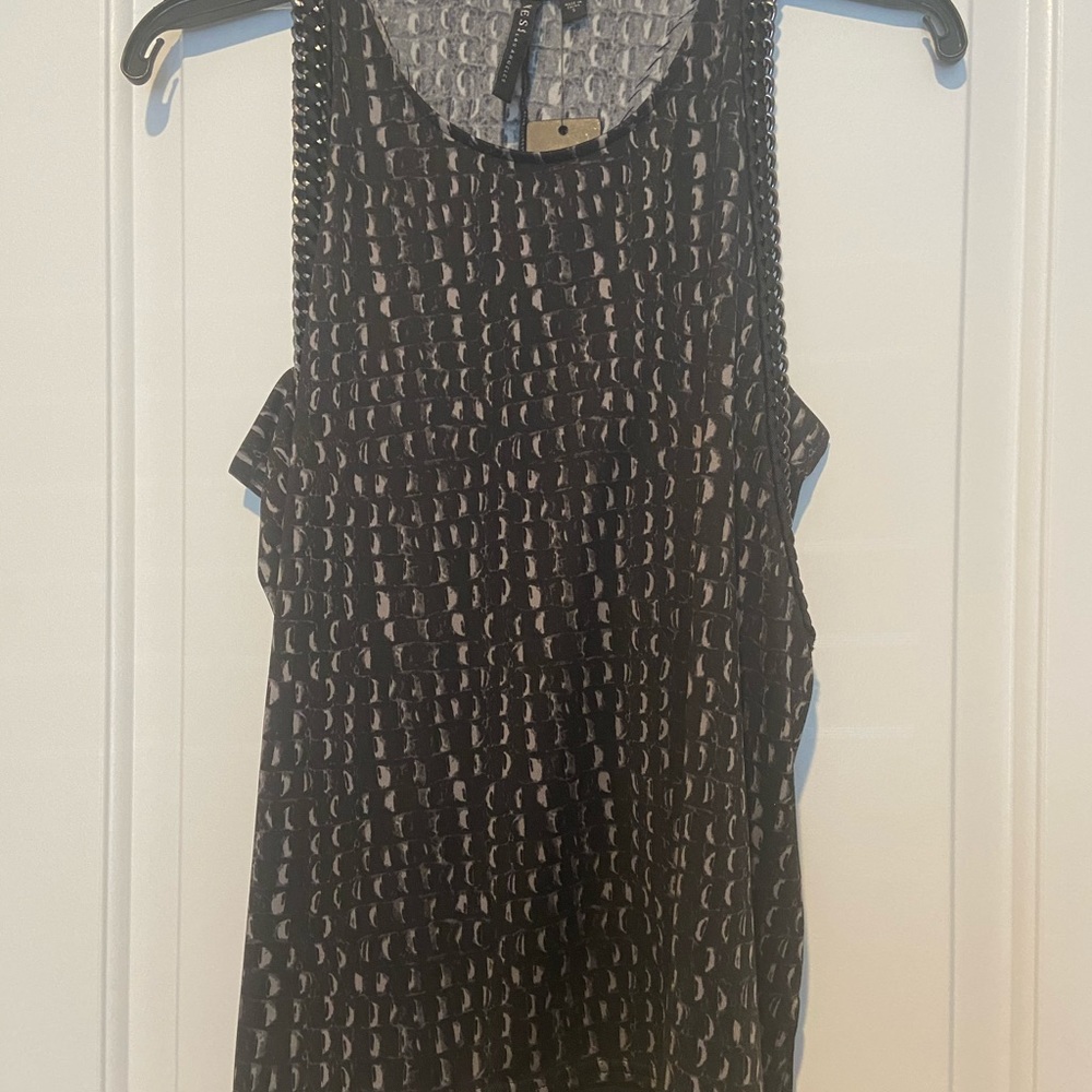 Guess Crocodile Print Chain Jet Black Tank Top